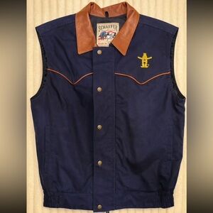 Schaefer Ranchwear 715 Vest Large Made USA Houston Rodeo Leather Collar